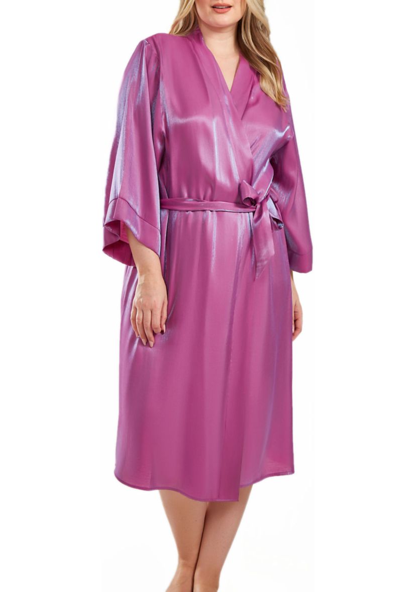 Autumn Plus Size Iridescent Robe with Self Tie Sash and Inner Ties.
