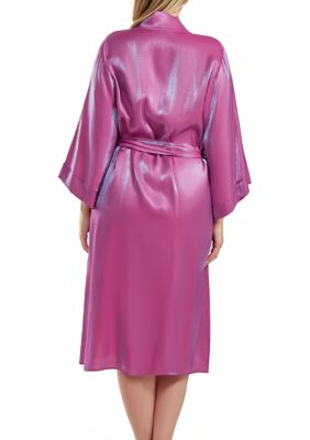 Autumn Plus Iridescent Robe with Self Tie Sash and Inner Ties.