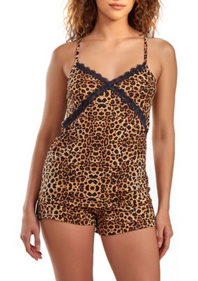 Reise Leopard PJ Short Set Trimmed Lace.