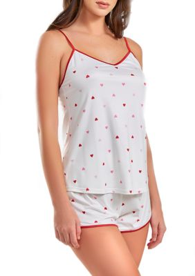 Lilly Heart Printed PJ Short Set Trimmed Red.