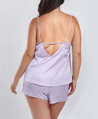 Jill Plus Satin Cami Set W/ Eyelash Lace