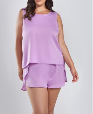 Lele Plus Satin Sleeveless Top & Shorts Set