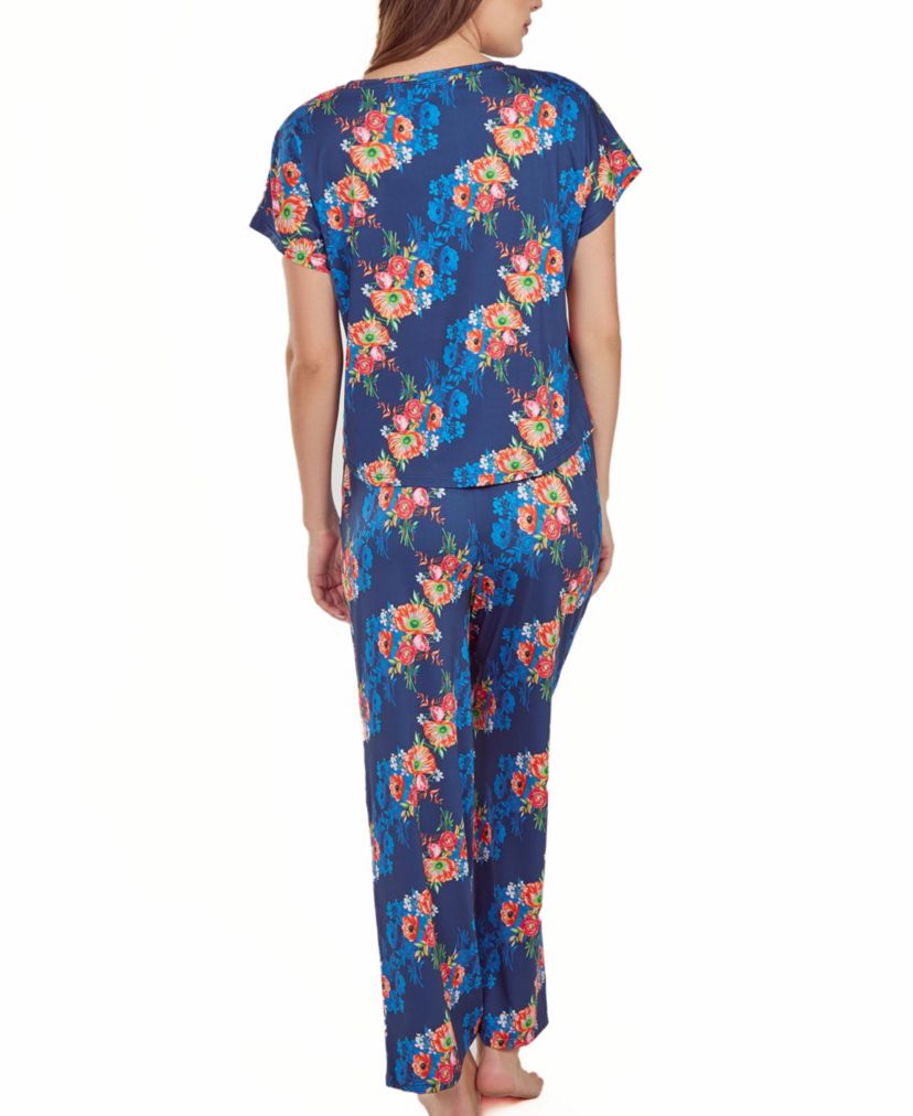 iCollection Womans 2PC Floral Microfiber Crop Pant and Top Pajama Set