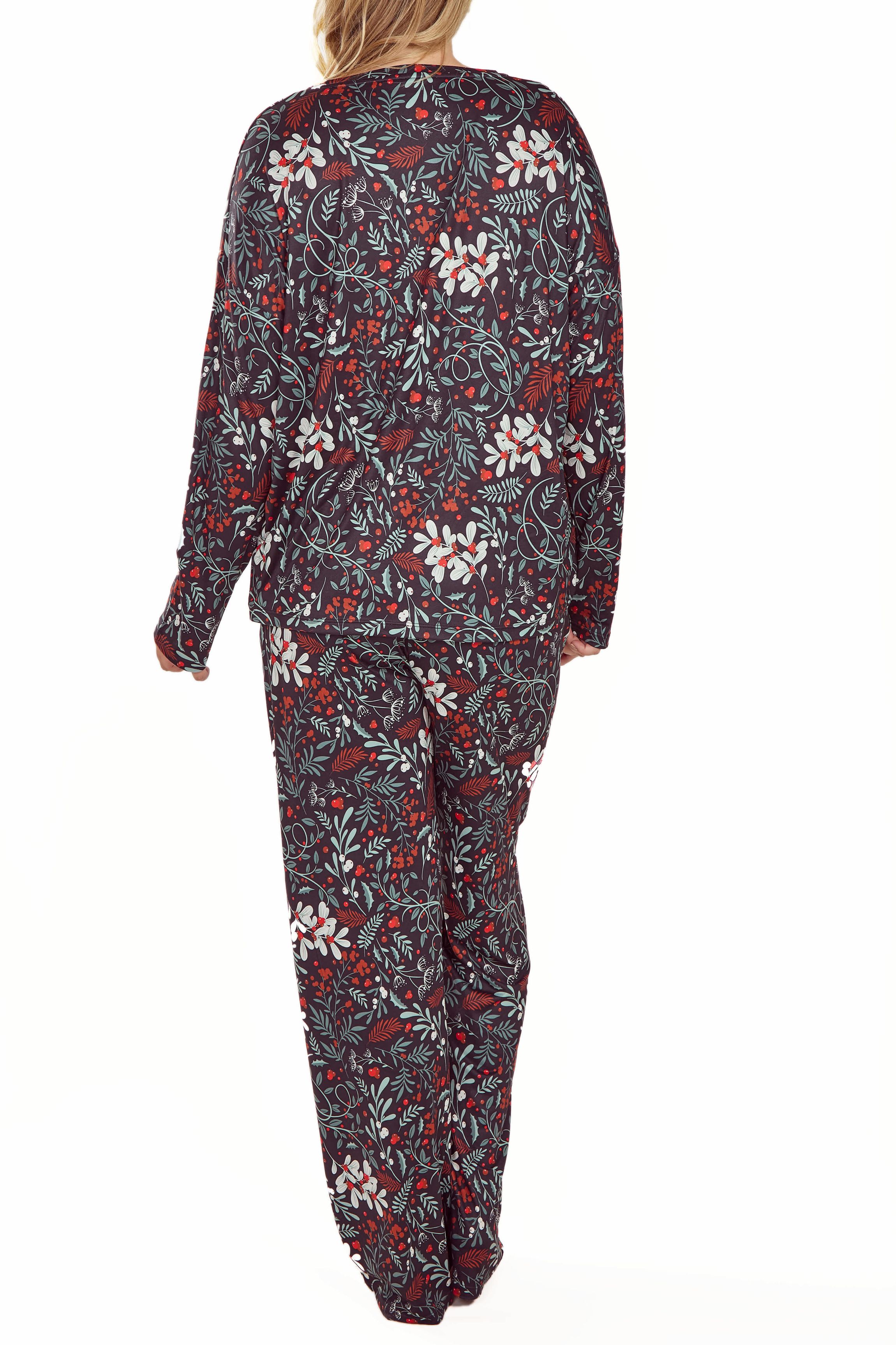 iCollection Plus Size Womans Ultra Soft Floral Print Top and Pant Pajama Set