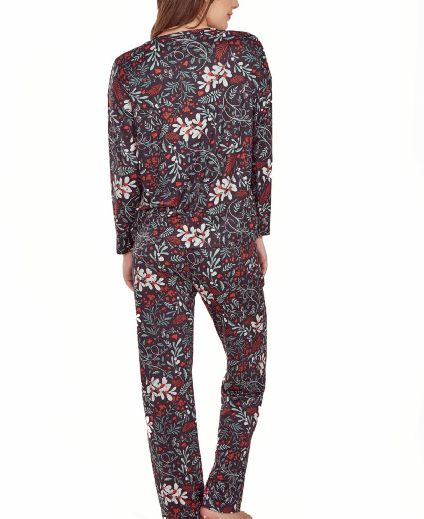 iCollection Womans Ultra Soft Floral Print Top and Pant Pajama Set
