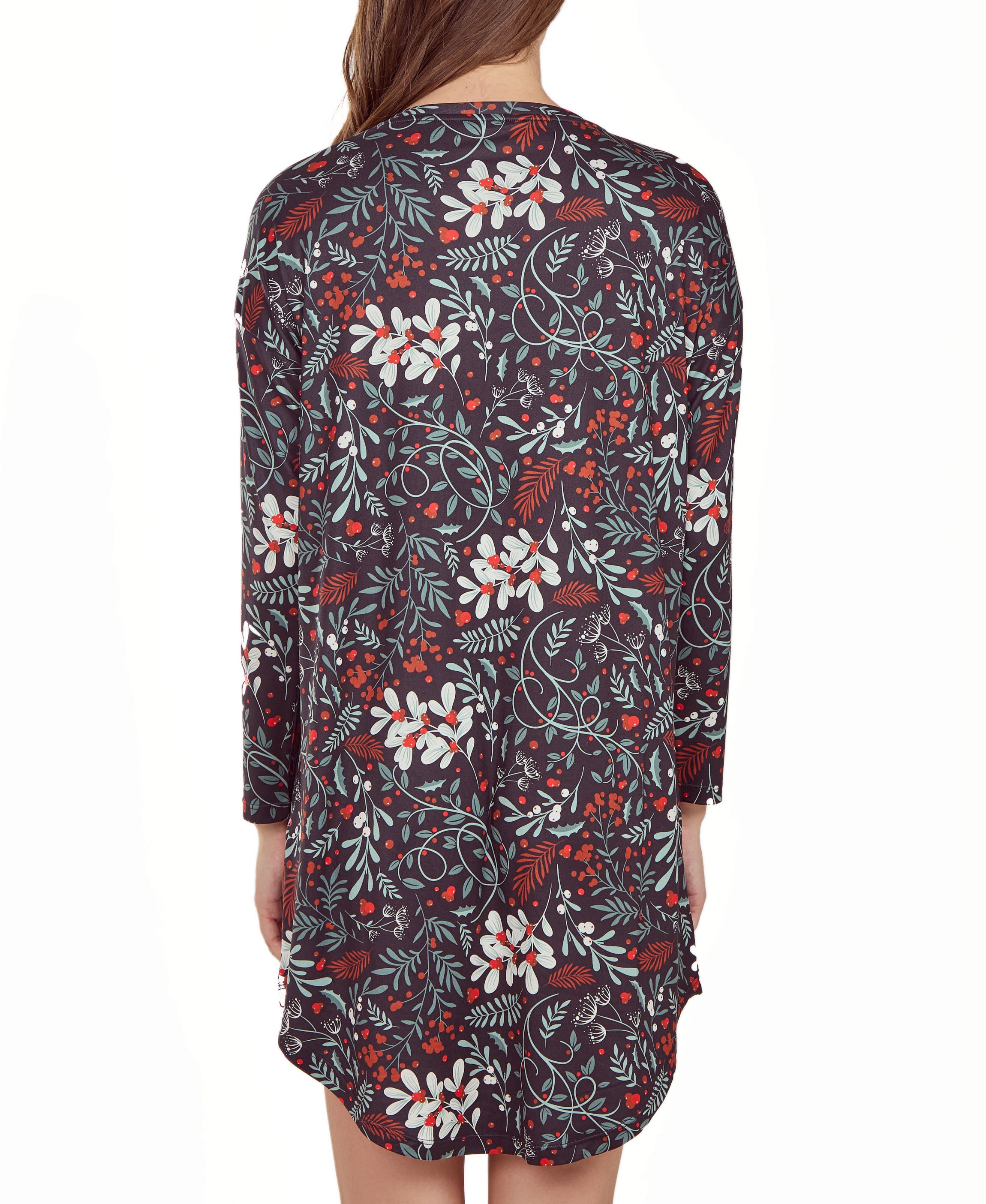 iCollection Womans L/S Ultra Soft Floral Print  Sleepshirt Nightgown