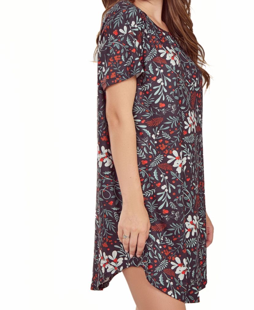 iCollection Plus Size Womans S/S Ultra Soft Floral Print Sleepshirt Nightgown
