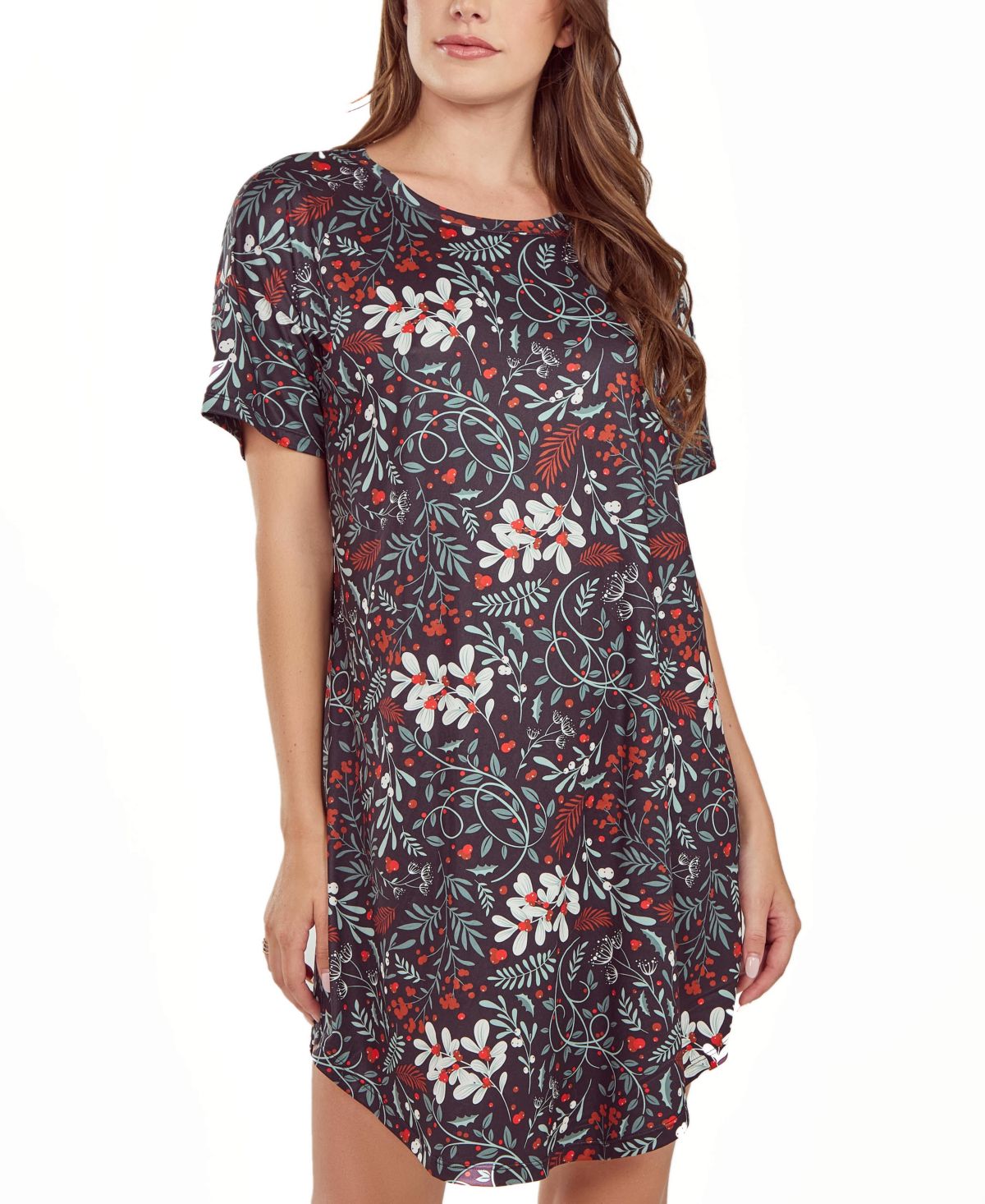 iCollection Size Womans S/S Ultra Soft Floral Print  Sleepshirt Nightgown