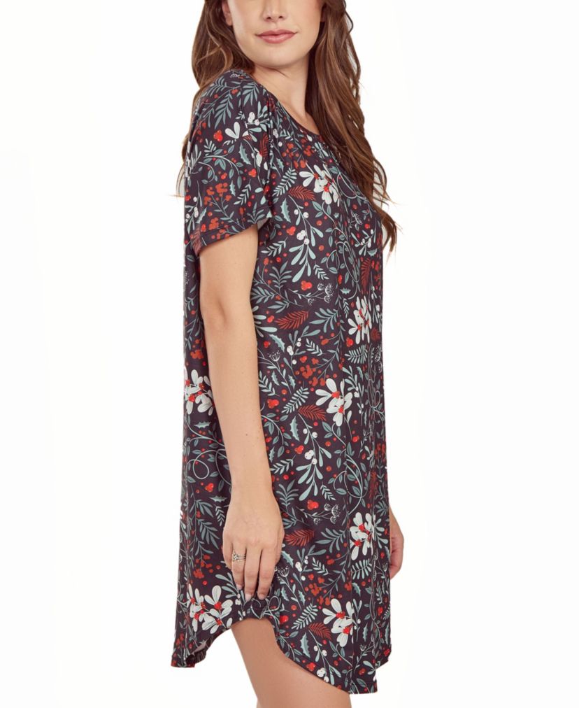 iCollection Size Womans S/S Ultra Soft Floral Print  Sleepshirt Nightgown