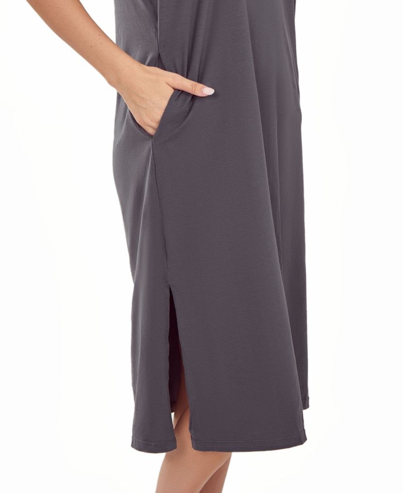 iCollection Plus Size Womans Soft Knit S/S Night Gown Dress with Side Pockets.