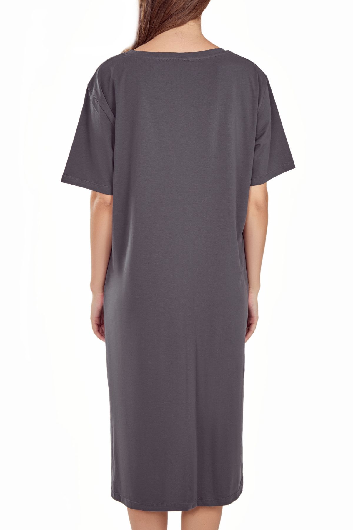 iCollection Womans Soft Knit S/S Night Gown Dress with Side Pockets.