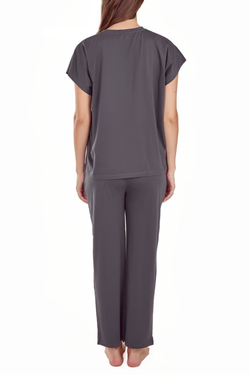 iCollection Womans Soft Knit Top and Crop Pant  Pajama Set with Side Pockets.