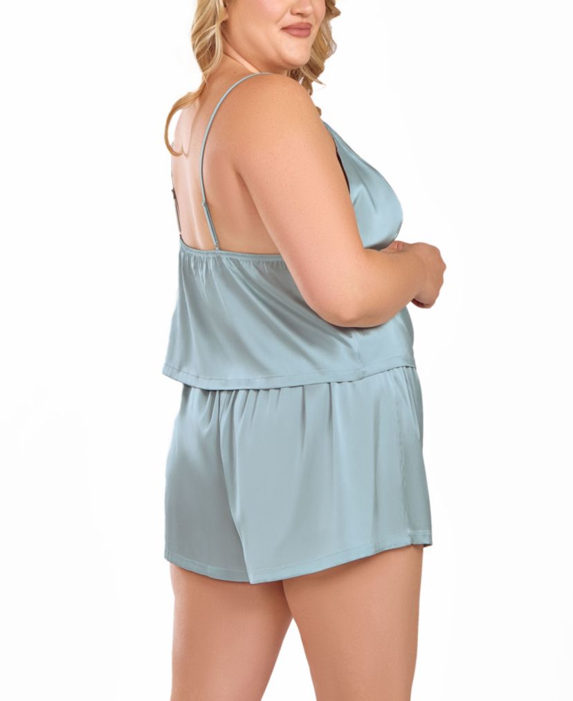 Womens Plus Size Cowl Neck Satin Print Gown