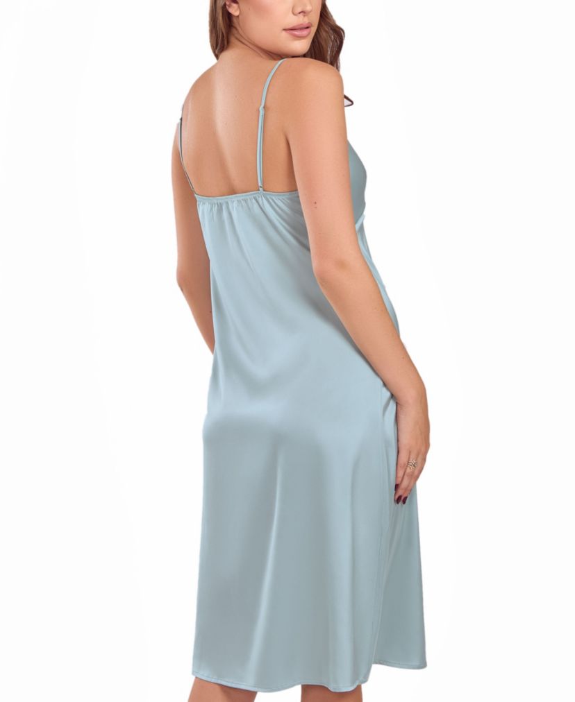 Womens Soft Cup Satin Long Sage Gown