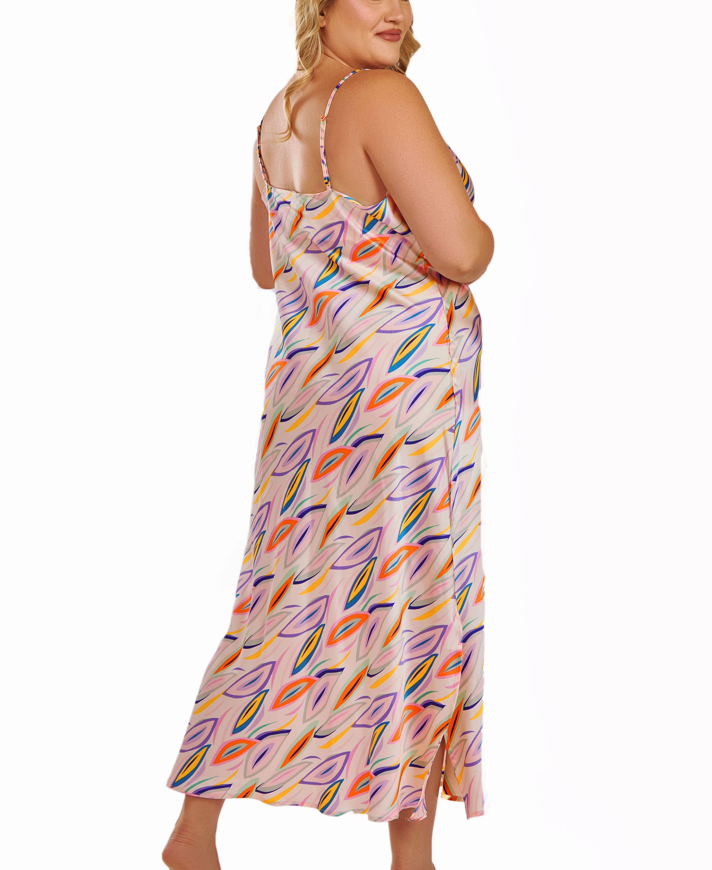 WomensPlus Size Cowl Neck Satin Print Gown