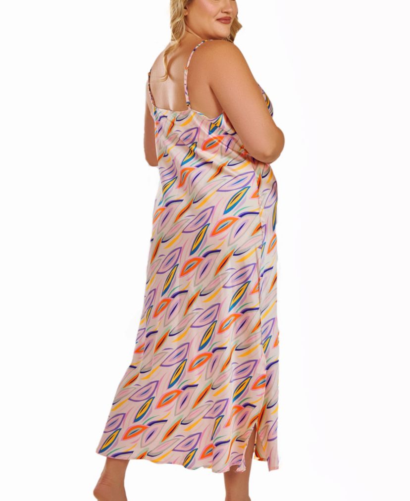 WomensPlus Size Cowl Neck Satin Print Gown