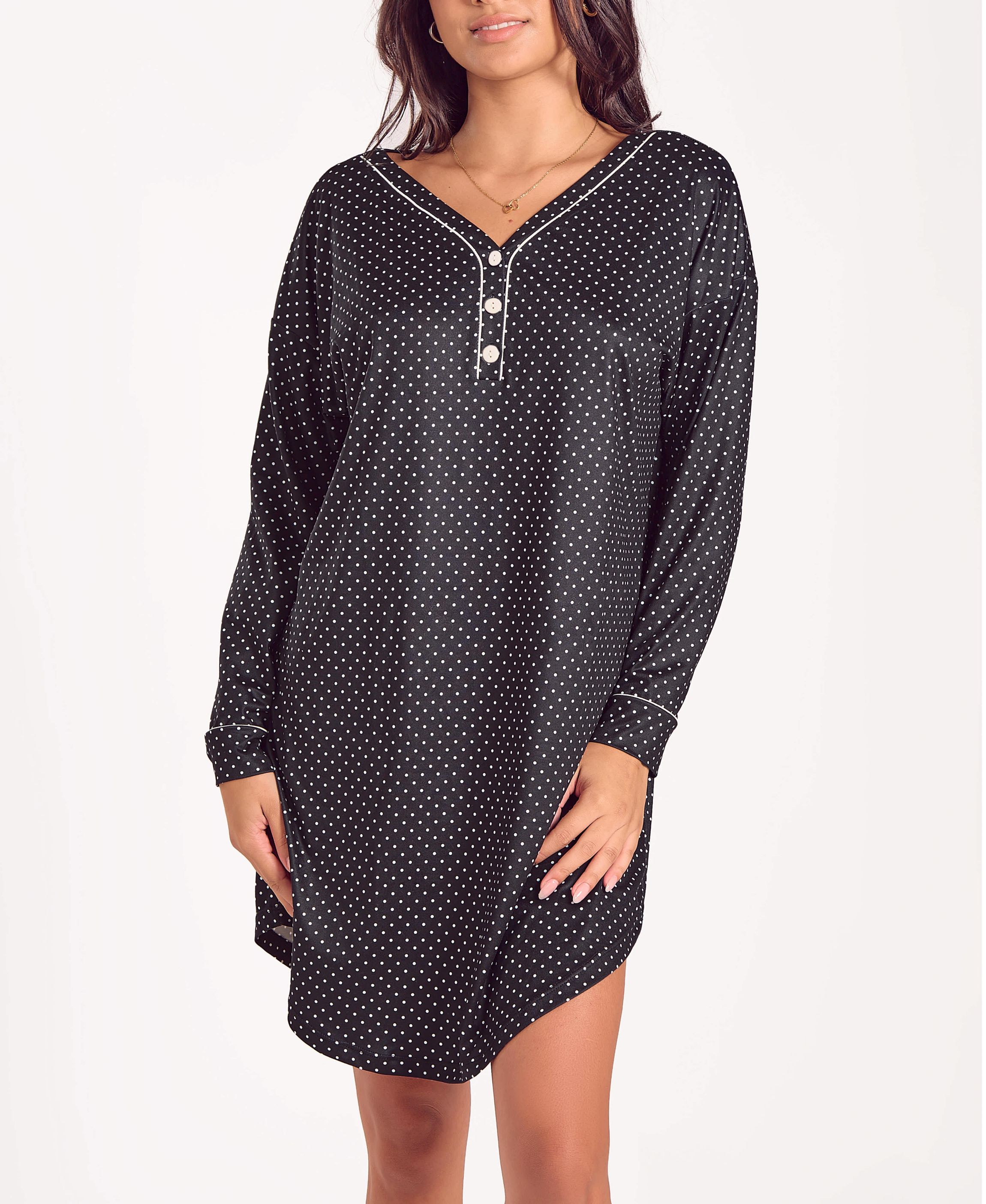 iCollection Women's Brushed Micro Stretch-Knit L/S Sleep Shirt Night Gown |  Belk