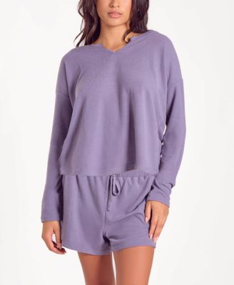 iCollection Women's Baby Waffle Stretch-Knit Short Sleeve Pajama Set, Medium