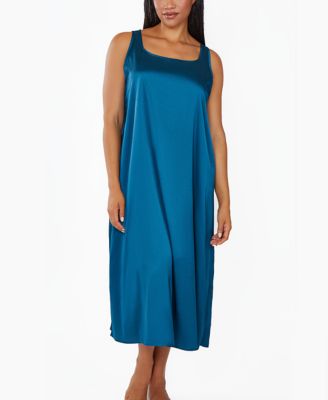 iCollection Women's Julie Minimalist Satin Ballet-Length Nightgown Dress, Small