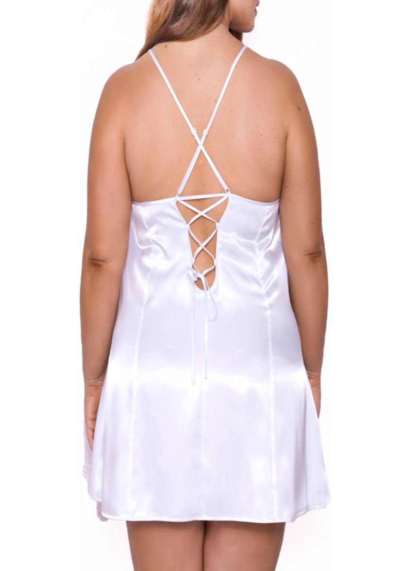 Plus Size Lynette Satin Lace Chemise
