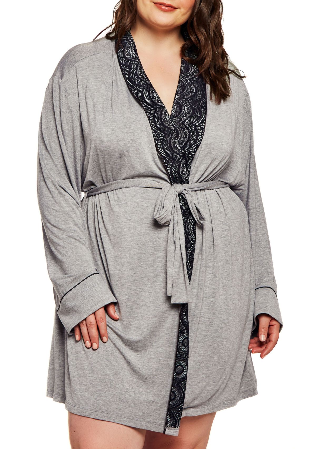 Plus Size Shana Modal Shawl Lace Robe