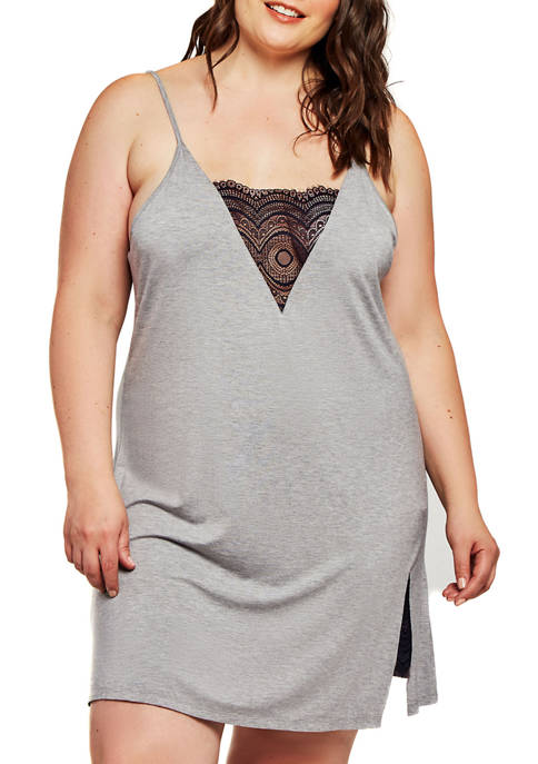 iCollection Plus Size Shana Modal and Lace Mini