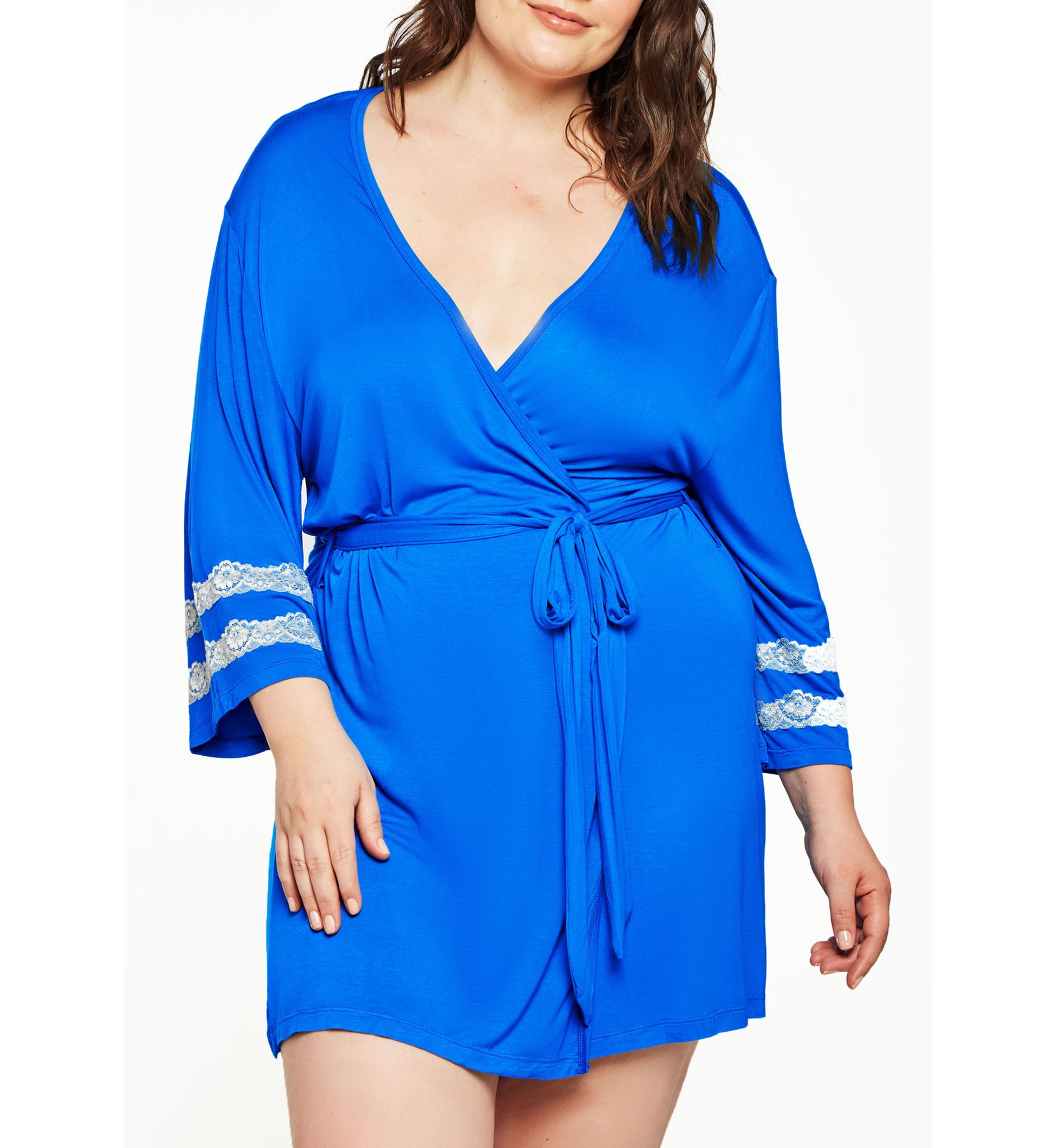Plus Size Davina Lace and Modal Robe
