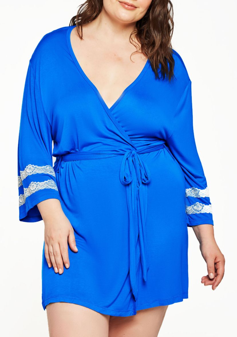 Plus Size Davina Lace and Modal Robe