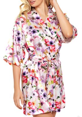 iCollection Women's Ellen Floral Print Satin Robe