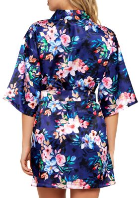 Ellen Floral Print Satin Robe