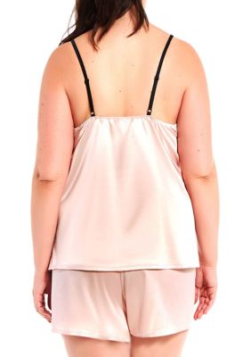 Plus Talise Satin Eyelash Cami Set