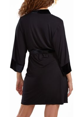 Estelle Velour & Velvet Lace Trimmed Self Tie Robe