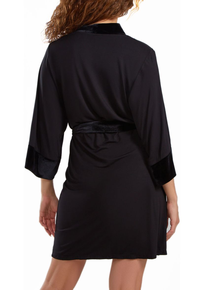 Estelle Velour & Velvet Lace Trimmed Self Tie Robe