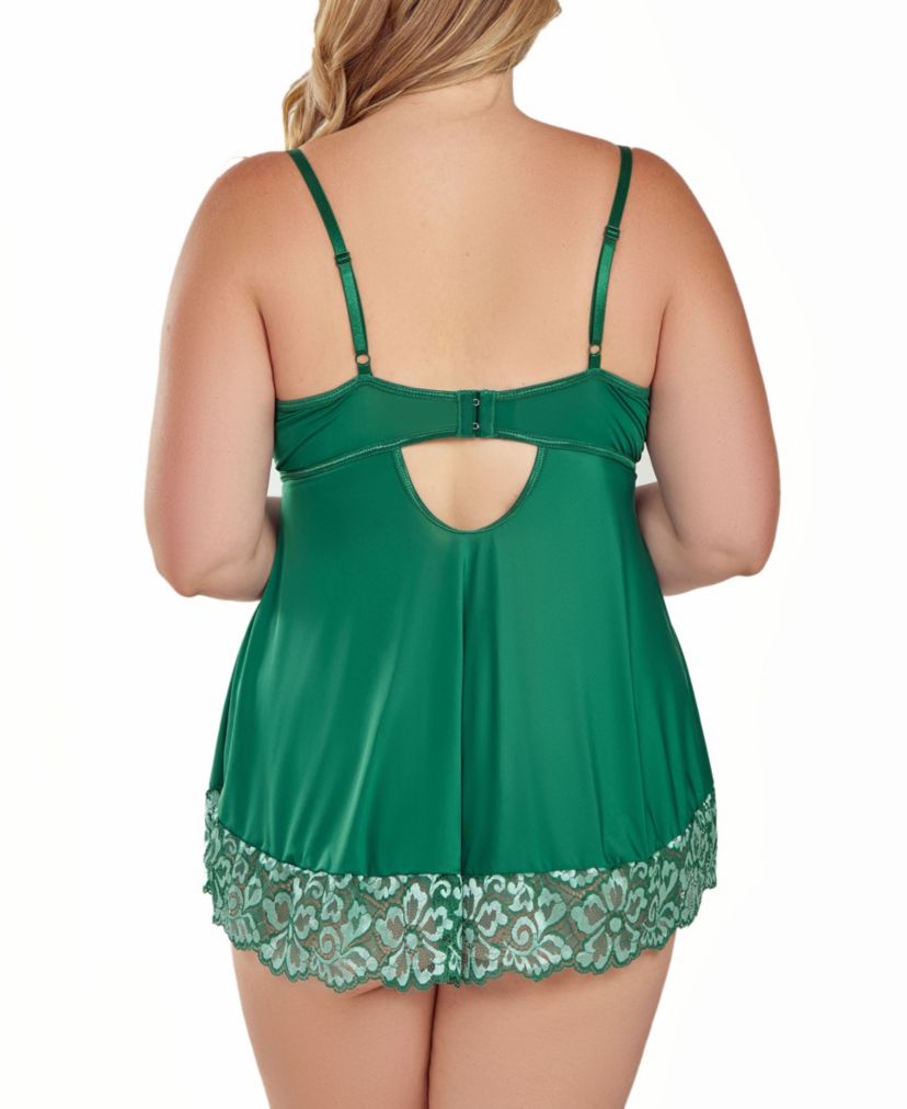 iCollection Womans Plus Size 2 pc Underewire Babydoll and Thong Set