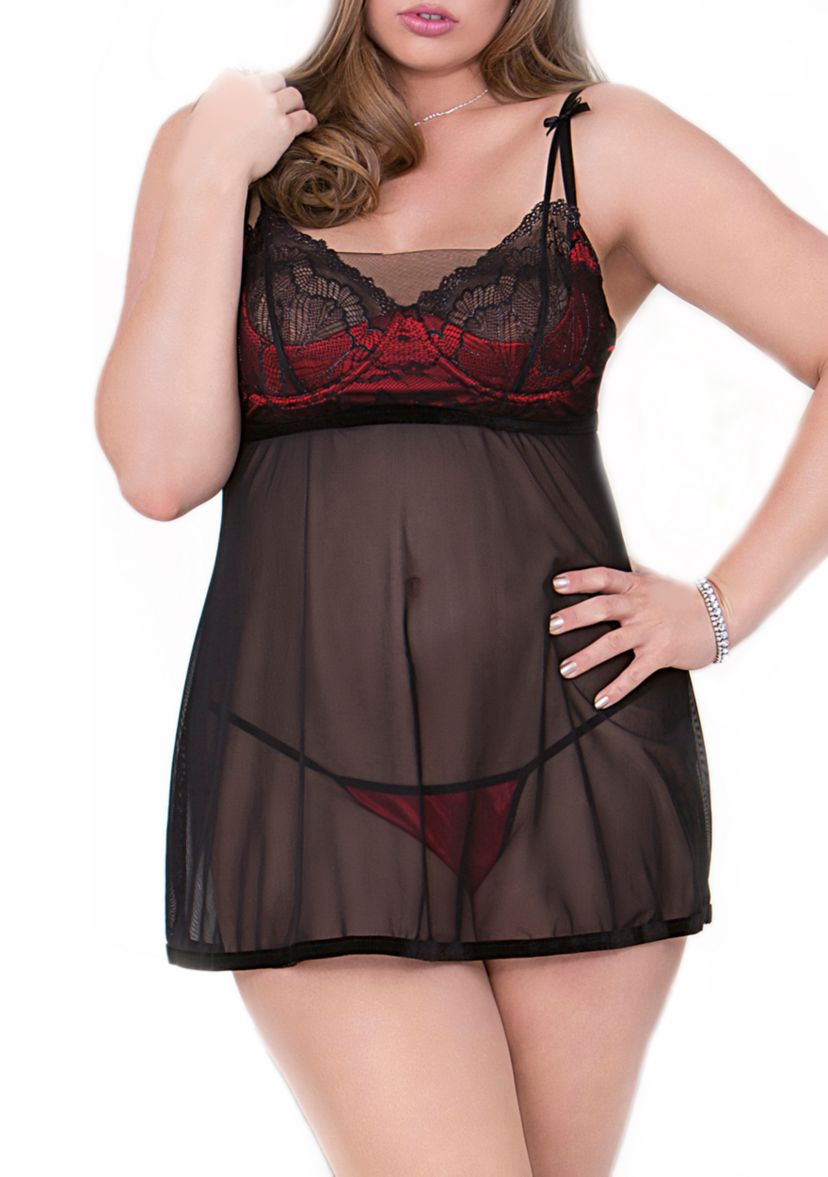 Plus Size Hartley Mesh Babydoll Set
