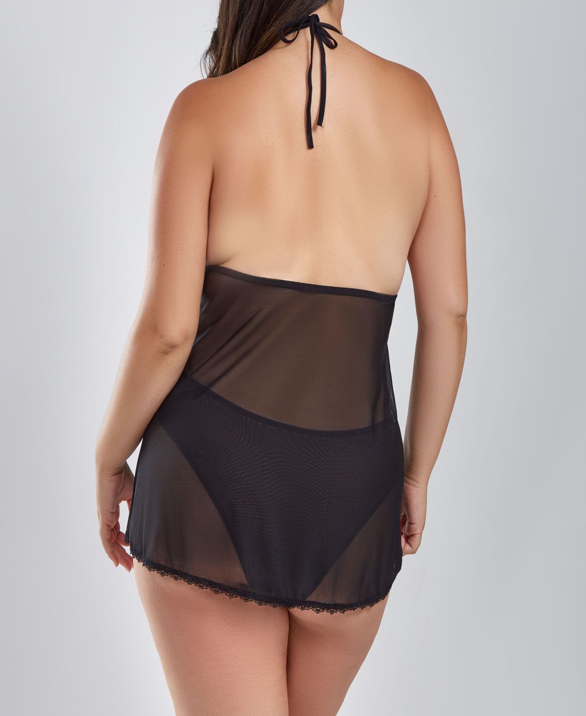 Aden Plus Size Lace Halter Chemise Lingerie Set