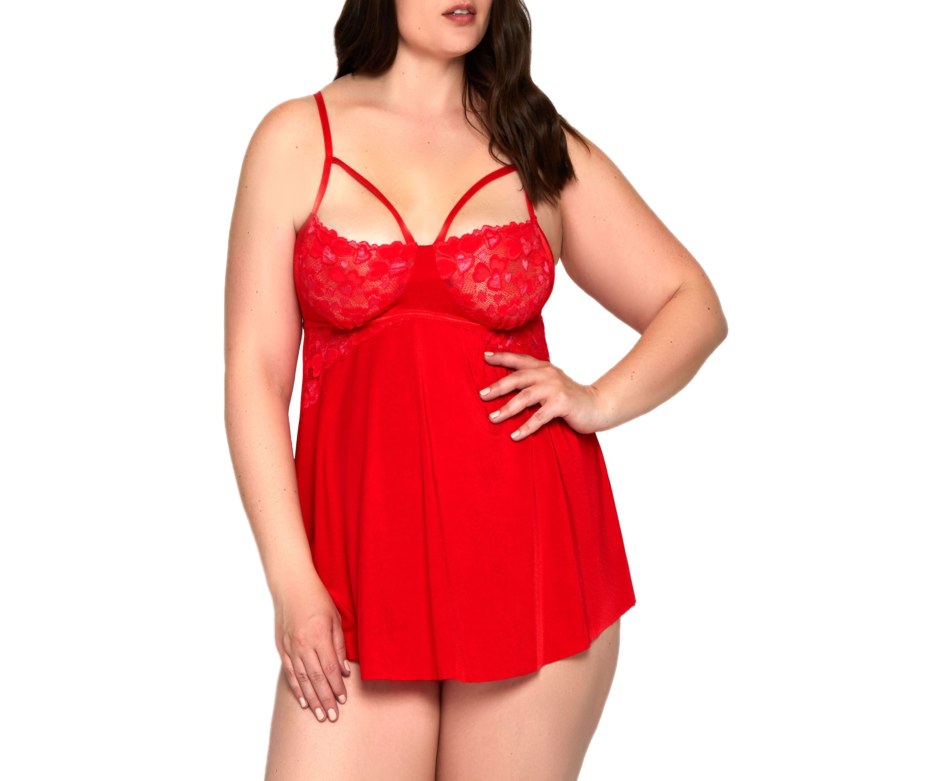 Plus Size Heart Lace & Micro Babydoll