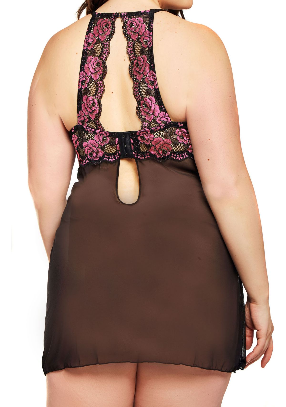 Plus Size Gia Strappy Lace Babydoll Set