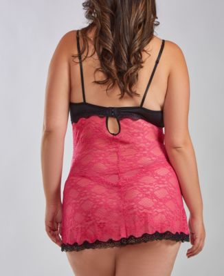 Peyton Plus Underwire Stretch Lace Chemise and Panty Set