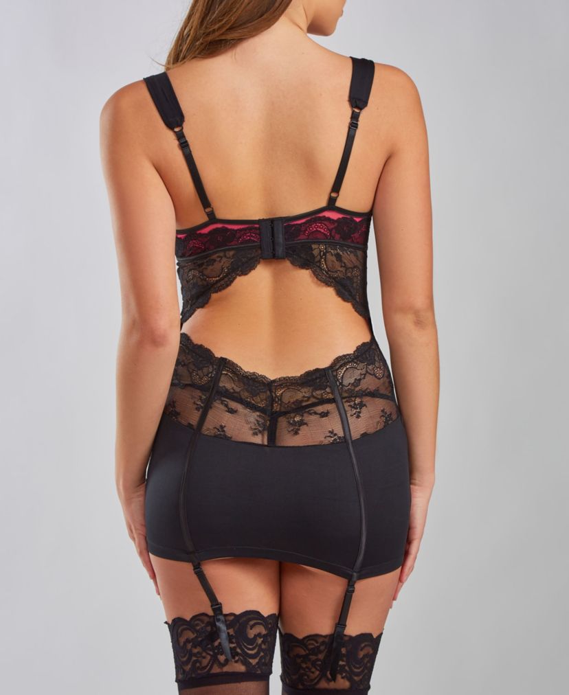 Madison Scallop Lace and Micro Chemise with removable Garters, Lace Overlay and Underwire Padded Cups
