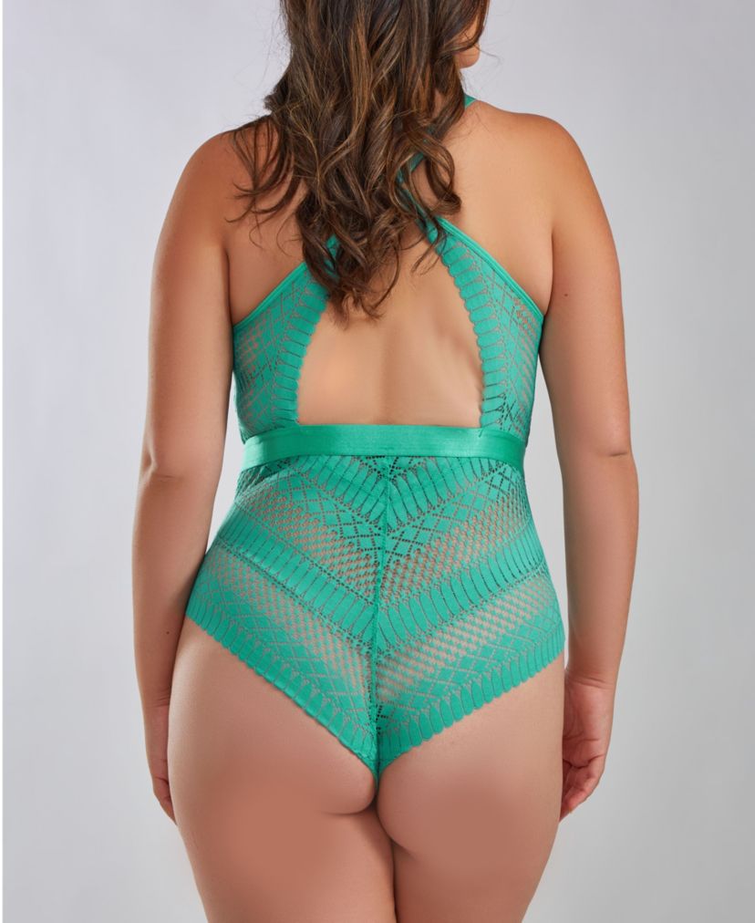 Collins  Plus Size All Stretch Lace Teddy-Non Support Light and Sheer