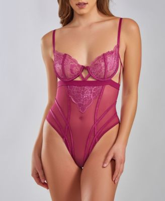 Rose Underwire Lace Bra Caged  Front Teddy