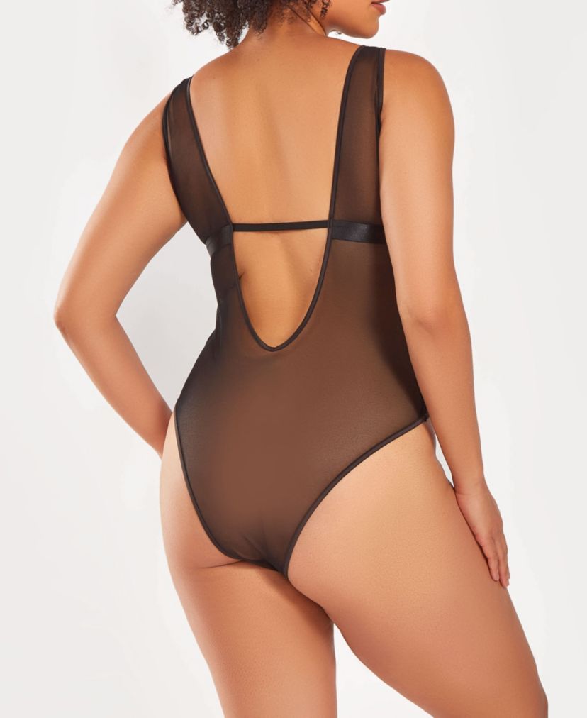 iCollection Womans Plus Size 1pc Asymetrical Lace Bodysuit Lingerie