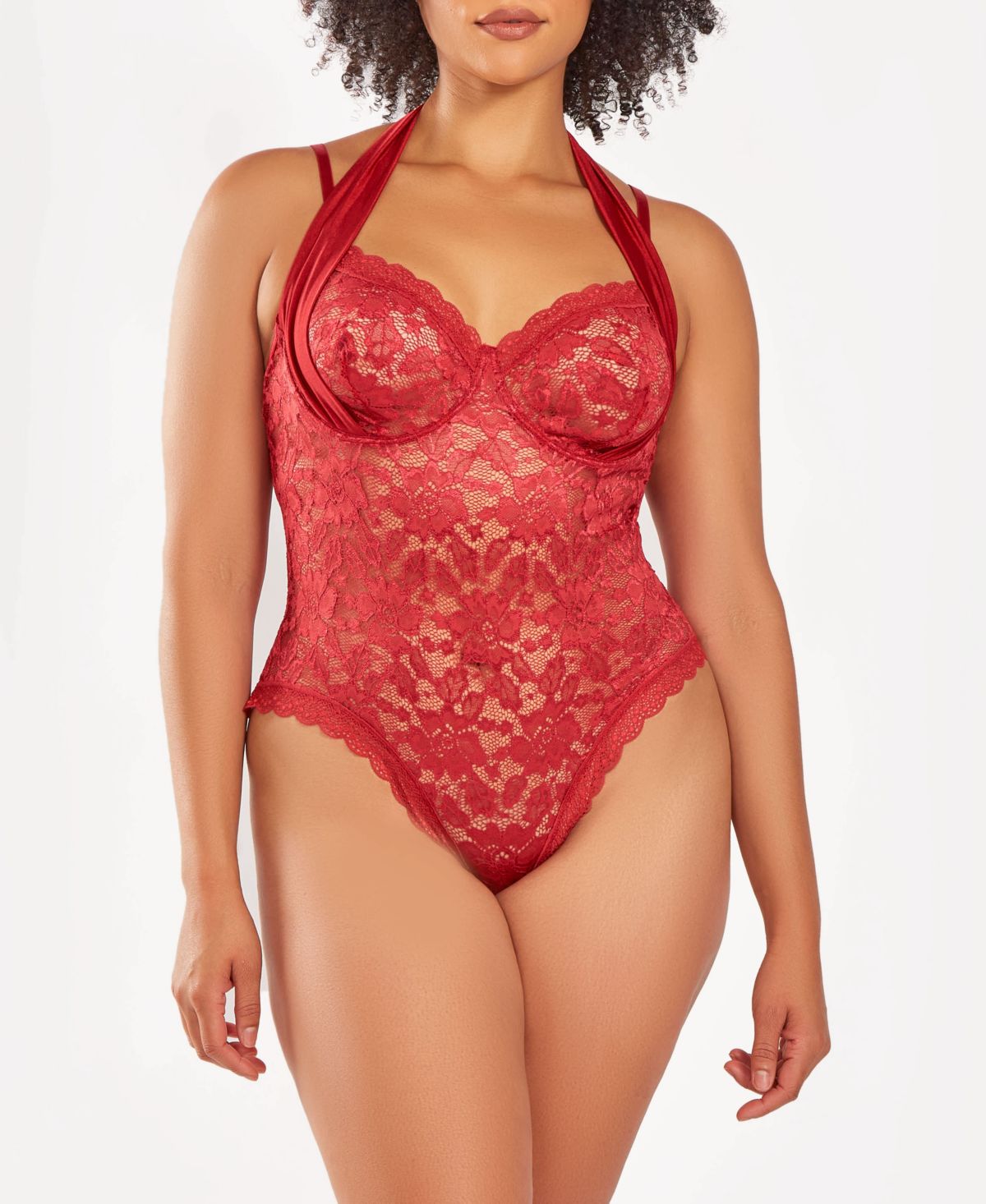 Womens Plus Size 1PC Underwire Stretch Lace Bodysuit Lingerie