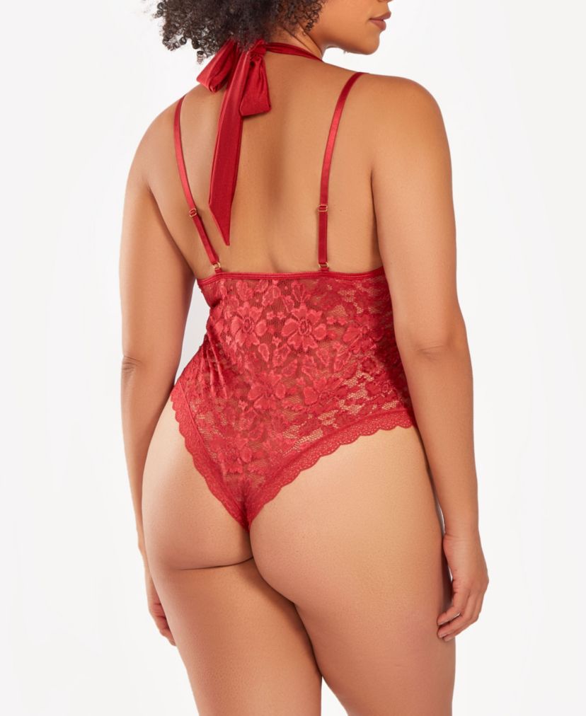 iCollection Womans Plus Size 1PC Underwire Stretch Lace Bodysuit Lingerie