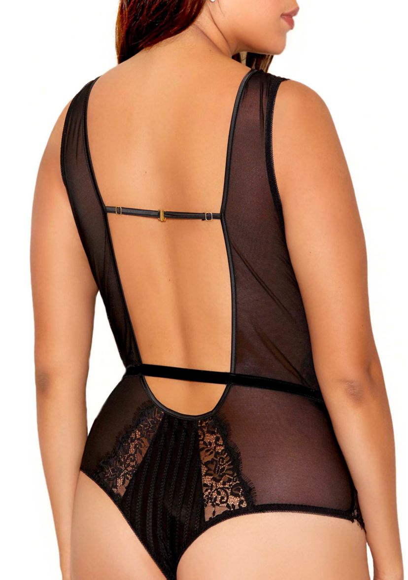 Plus size  Selena Lace and Mesh Bodysuit