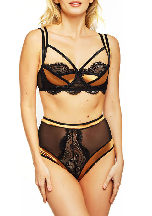 iCollection Collette Satin and Mesh Bralette Set