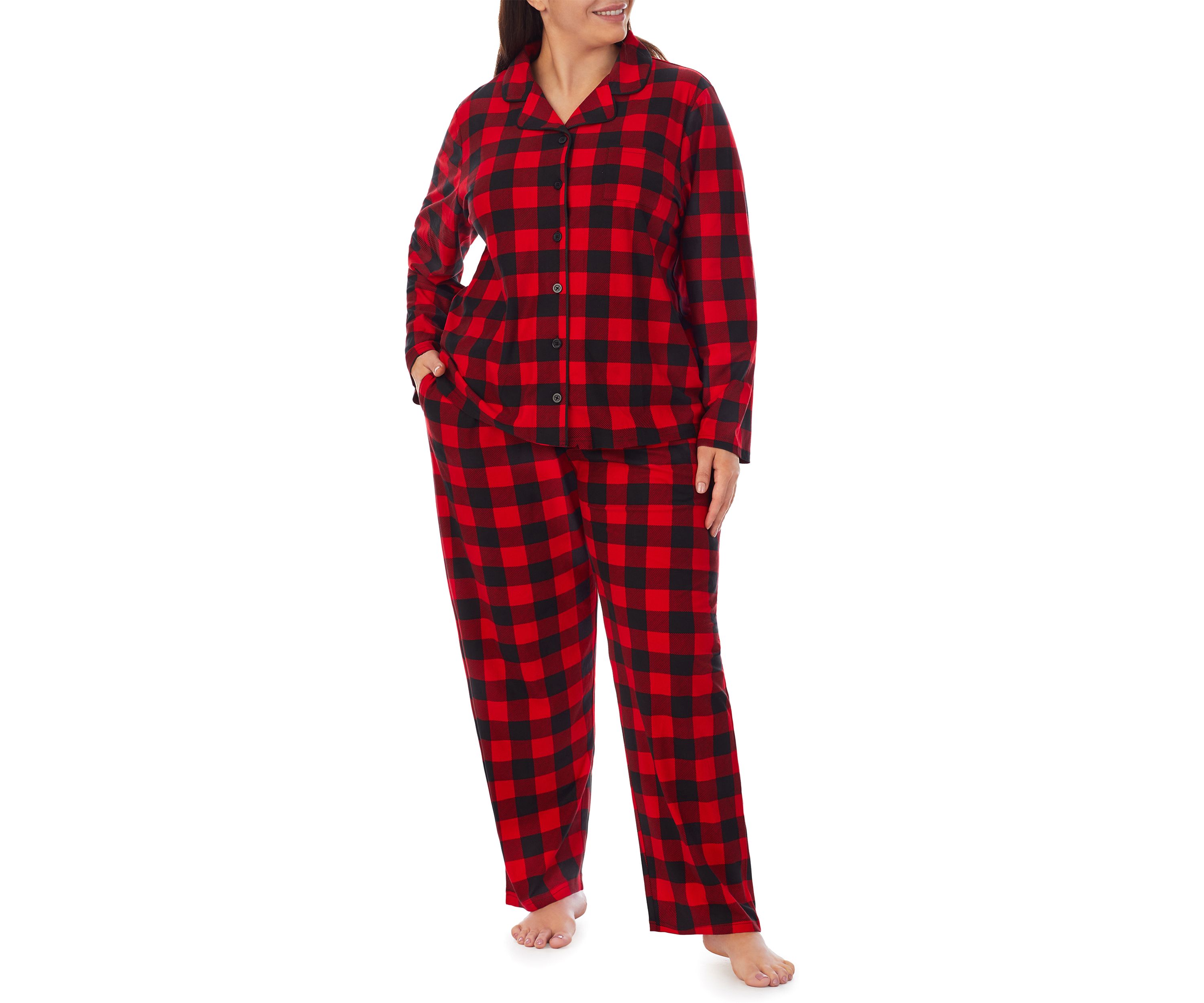 Plus Size Buffalo Check Notch Pajama Set