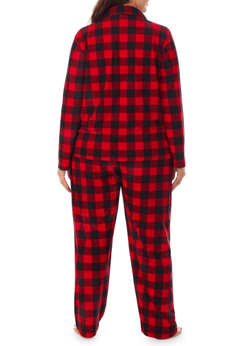 Plus Size Buffalo Check Notch Pajama Set