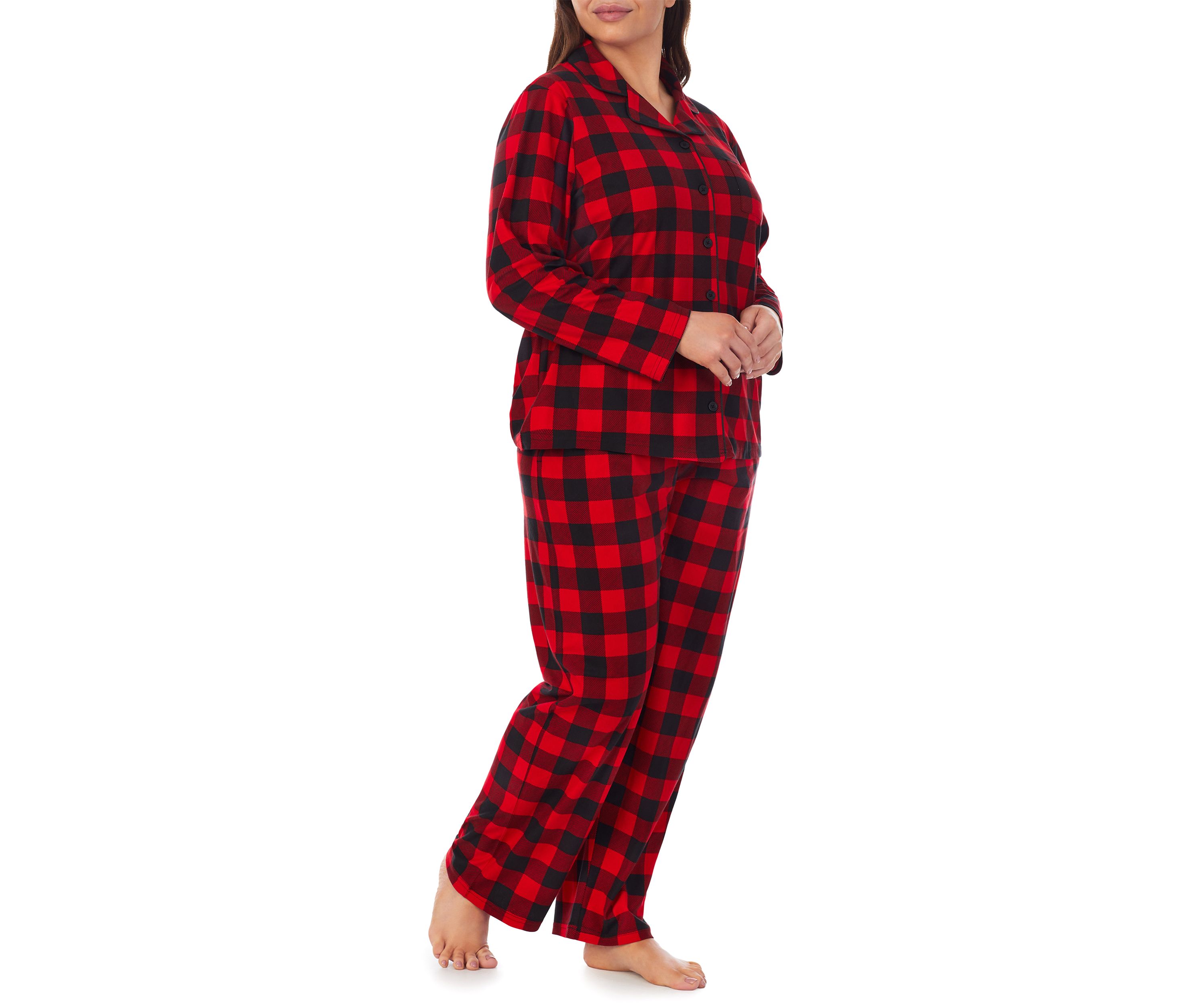 Plus Size Buffalo Check Notch Pajama Set
